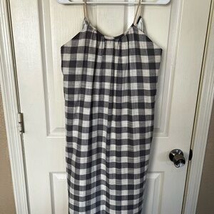 Comme Toi Shift Checkered Midi Dress Cotton With Pockets
